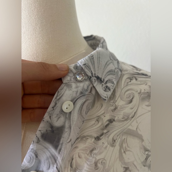 Ted Baker London Sew in Love grey and white sheer button up - Picture 7 of 10